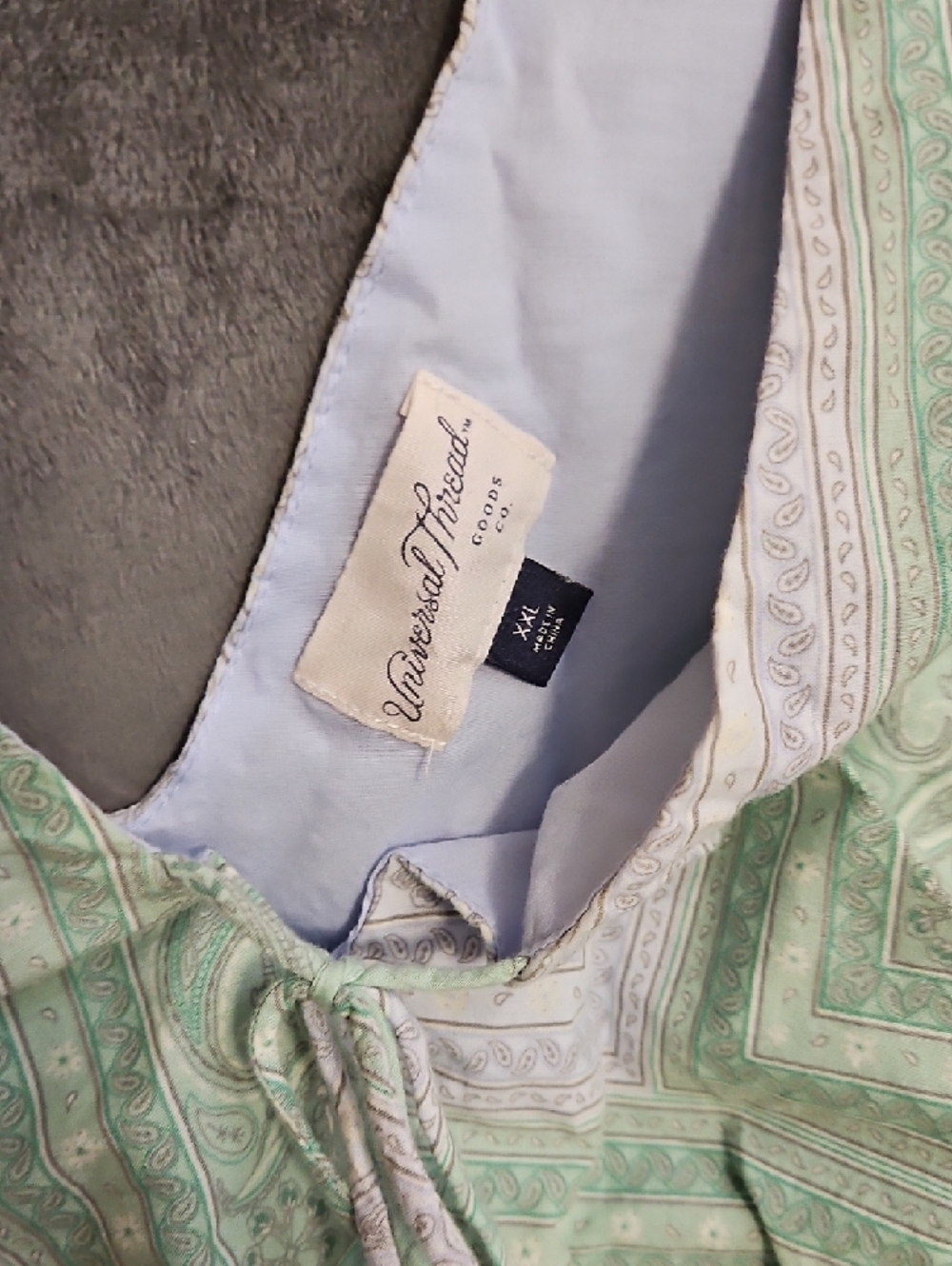 Universal Thread Mint Green Paisley-Print Tie-Neck Dress - Picture 3 of 3